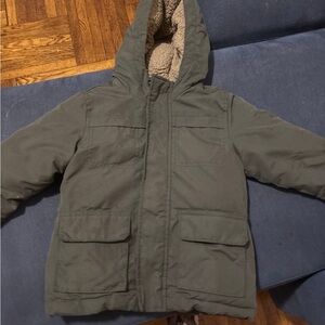 Old Navy Kids Olive Hooded Puffer Jacket